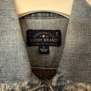 Denim Lucky Brand vest size small, gently worn.